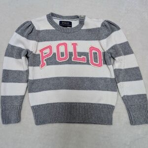 Polo by Ralph Lauren Gray and White Sweater with Pink Details